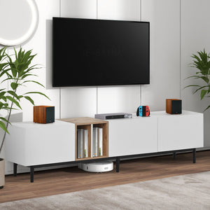 TV Stand With 3 Doors Media Console Table