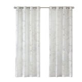 Palm Leaf Burnout Window Sheer White 50x63'