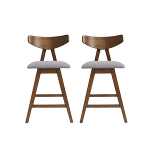 Mid Century Modern Counter Stool With V Shape Frame And Upholstered Seating