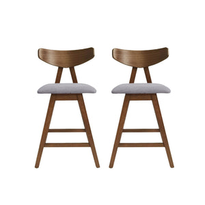 Mid Century Modern Counter Stool With V Shape Frame And Upholstered Seating