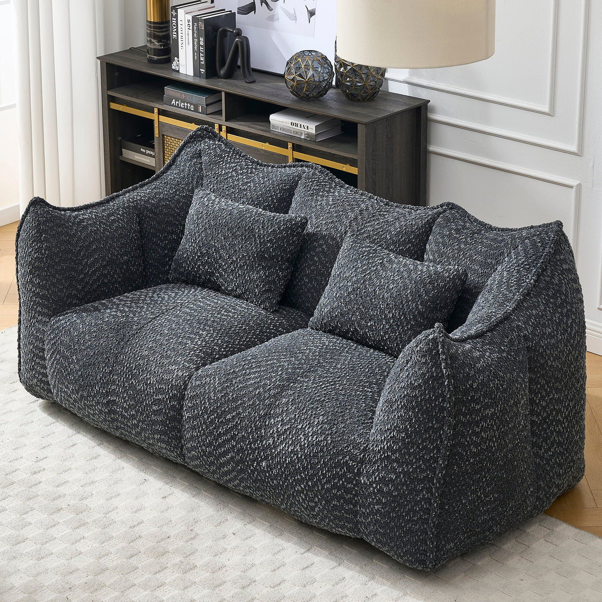 Comfortable Dual Beanbag Chair With High Resilience Foam Core For 2 People