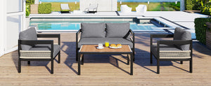 U_Style Multi-Person Outdoor Iron Sofa Set with Table