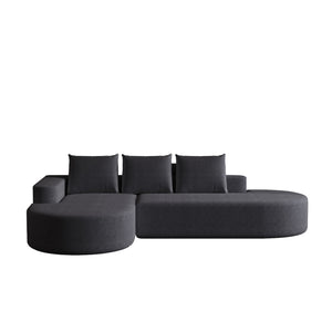 Modern Curved Sofa, L-Shaped Modular Sectional Set With 3 Pillows