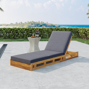 Lounge Chaise Set, Acacia Solid Wood with Lounge Cushion