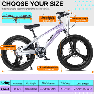 FKZNPJ 20 Inch Kids Mountain Bike