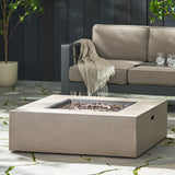 Contemporary 50,000 BTU Square MgO Fire Table with Clean Lines in Light Grey