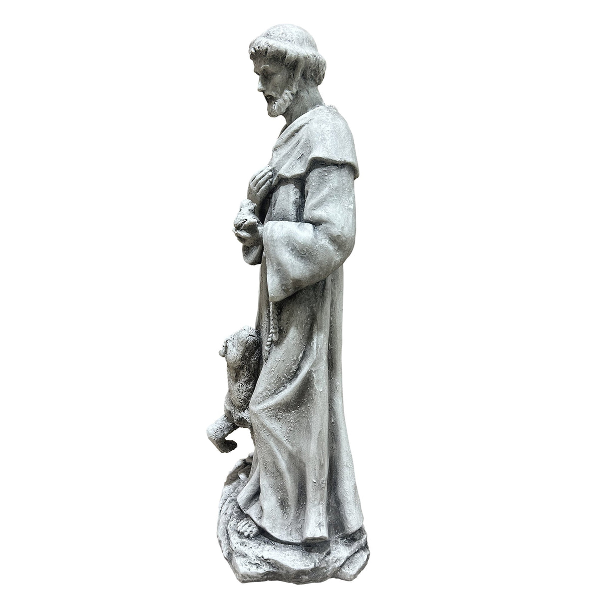 Magnesium Oxide Saint Statue With Lamb Weatherproof Religious Sculpture