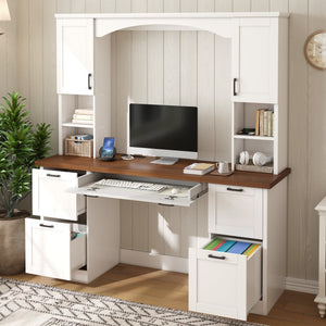 ON-Trend Farmhouse Arched Computer Desk with Hutch