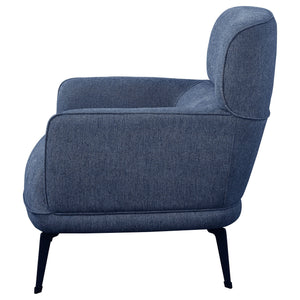 Andrea Upholstered Crescent Arm Accent Chair Blue