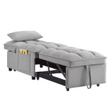 4 in 1 Multi-Function Single Sofa Bed with Storage Pockets - Gray