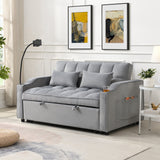Modern Velvet Loveseat Futon Sofa Couch with Pullout Bed
