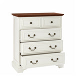 Antique Brown & White 5-Drawer Vintage Dresser – Farmhouse & Modern Design