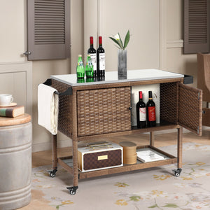 Outdoor Wicker Bar Cart