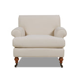 Cobaltex Upholstered Arm Chair with Metal Casters and Rolled Arms - Accent Chairs