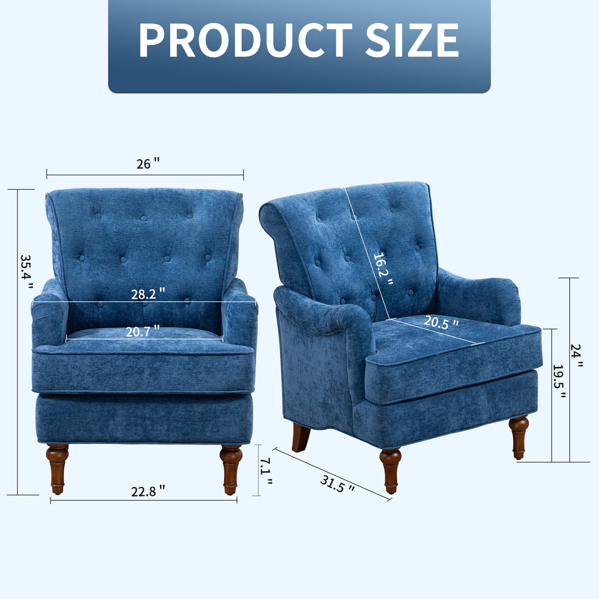 Chenille Tufted Upholstered Rolled Back Accent Chair