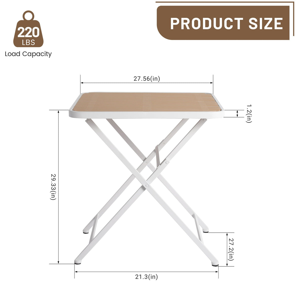 Modern Folding Square Table, Water Proof And Wear Resistant - Apricot / White