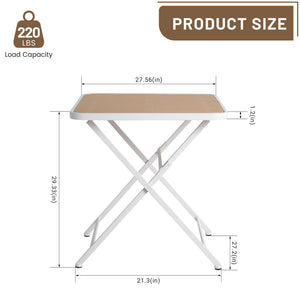 Modern Folding Square Table, Water Proof And Wear Resistant - Apricot / White