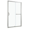 Single Sliding Bypass Shower Door with Tempered Glass Enclosure - Pearl Silver or Gray