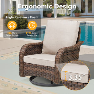 Patio Wicker Rocking Swivel Glider Rocker Chair Set of 2 for Porch