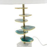 D15x29.5' Verdant Agate-Slice Table Lamp with Marble Base