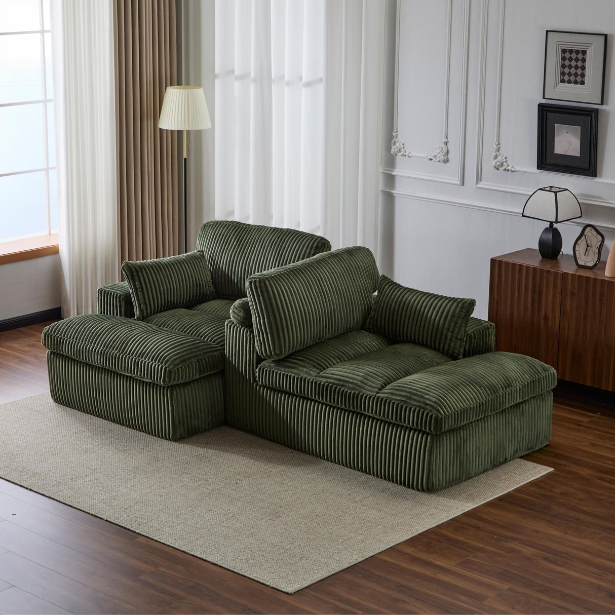 Double Chaise Lounge Chair, Oversized Upholstered Sleeper Cloud Couch