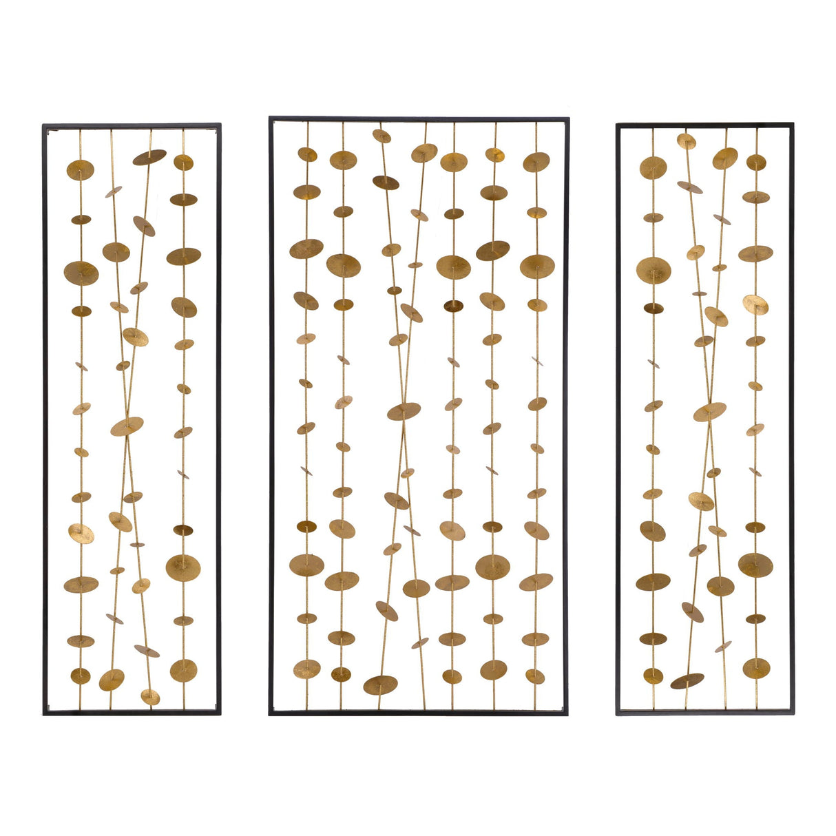 Metal Decorative Wall Art With Frame, Wall Decor For Living Room (Set of 3) - Gold