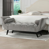 Alma-Tufted-Flared-Arm-Entryway-Bench,-Opal-Grey-Velvet-