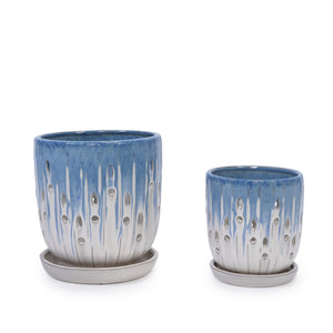Set of 2 Ceramic Flowerpots with Drainage Hole