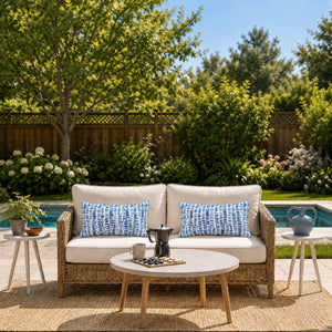 2 Pack Outdoor Lumbar Pillow Covers - Blue Dash