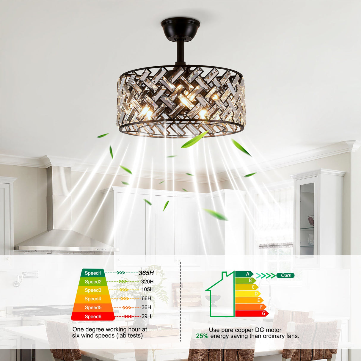 18'' Crystal Cage Ceiling Fan with Remote Control