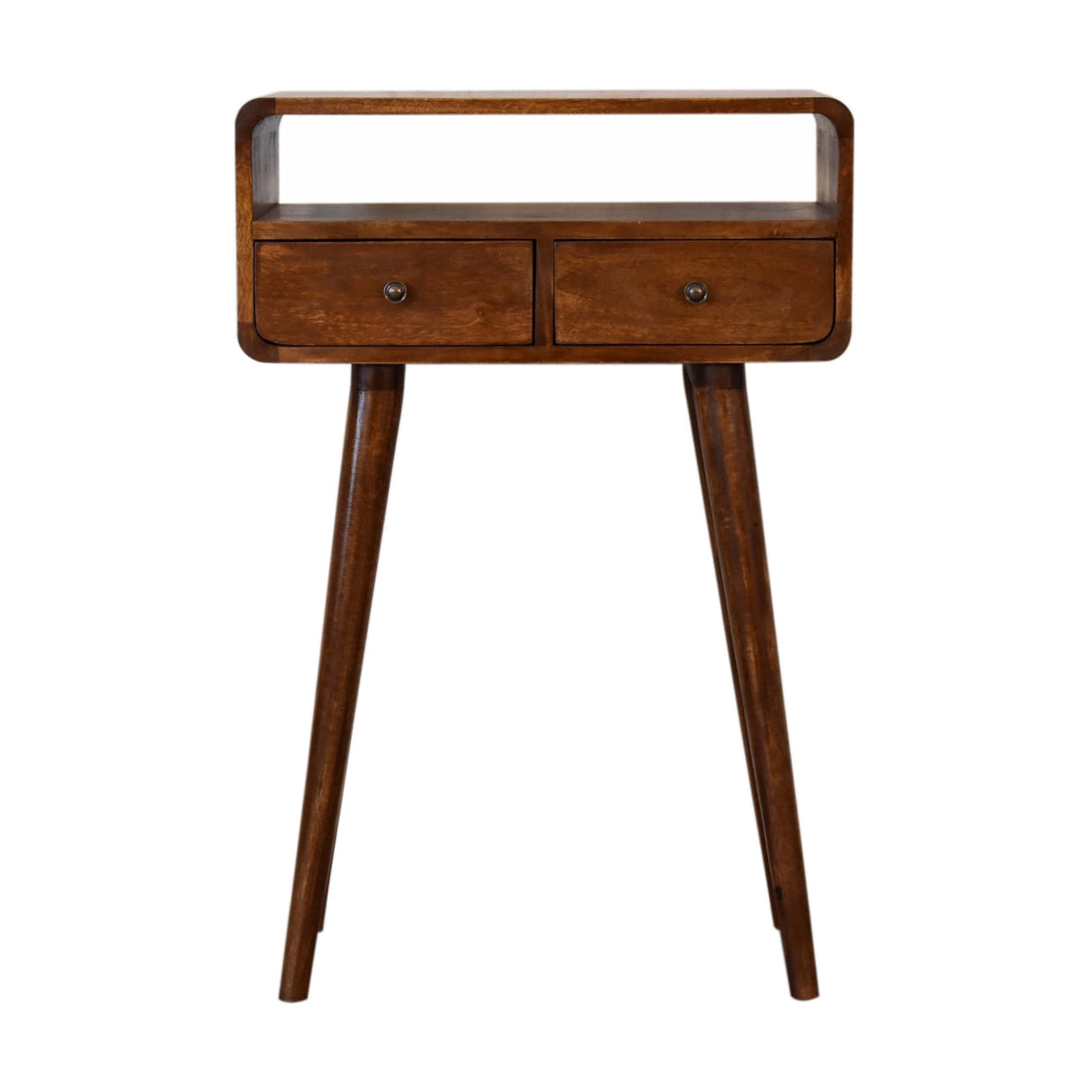 Solid Wood Mini Console Table, 2 Drawers, 1 Open Slot