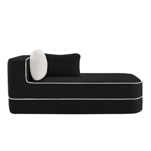 ELYSEES Right Chaise Sofa With Pillows Teddy Fabric - Black
