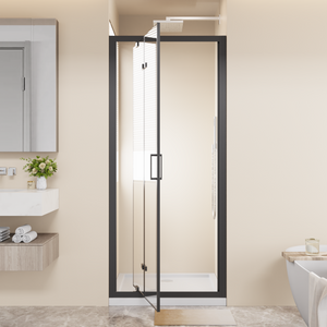 Framed Bi-Fold Pivot Shower Door 30"x72" Space-Saving Folding Shower Enclosure