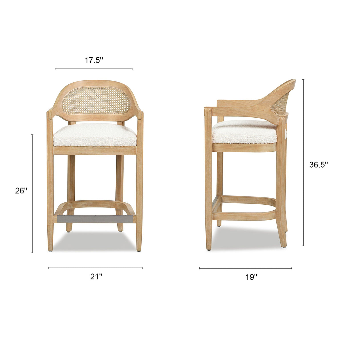 Americana - Mid-Century Modern Cane Back Counter Stool