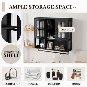 3 Door Wall Cabinet With Glass Door And Towel Bar