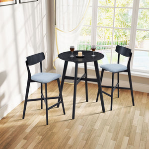 Wooden Bar Chairs Set of 2, Modern Soft Upholstered Kitchen Island Chairs