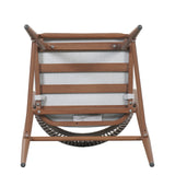 Outdoor 30.25' Bar Height  Aluminum Frame Counter Stools with Scallop-shaped Backrest & Water-resistant CushionsSet of 2Teak Finish