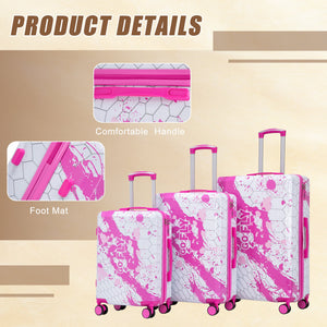 3-Piece Spinner Wheel Luggage Set (20"/24"/28") in Pink