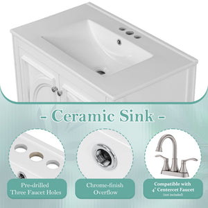 Double Sink Bathroom Vanity Set with Wall Mount Mirror Cabinet