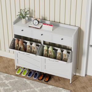 Shoe Cabinet With Flip Drawers