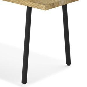Light Brown Entryway Bench with Metal Legs - Solid Wood