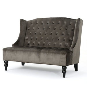 Upholstered Loveseat with Wing Back and Diamond Tufting - Multiple Colors