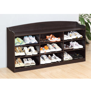 Entryway Shoe Bench Open Shelve Shoe Rack Fits 18 Pairs of Shoes Red Cocoa