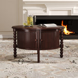 Vintage Round Coffee Table with Storage in 30.3', Walnut
