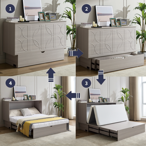 Cabinet Bed with Storage and Foam Mattress