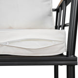 Iron Outdoor Dining Set with Acacia Wood Armrest