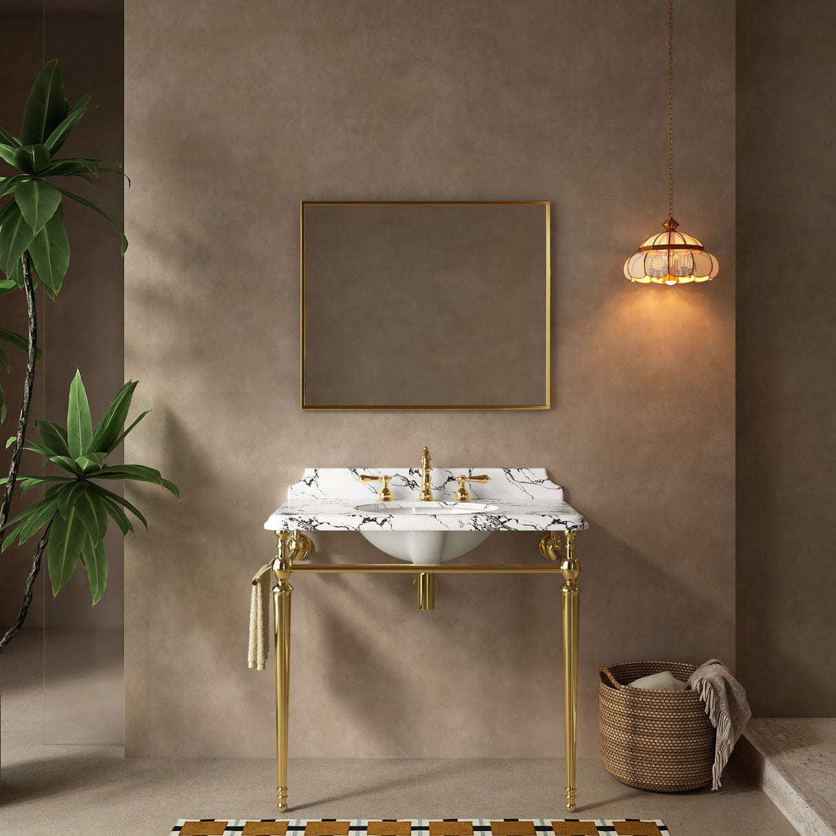 VICI 36" Bathroom Console Sink, Undermount Ceramic Vanity Basin