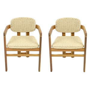 Outdoor Accent Armchairs For Patio (Set of 2) - Natural / Teak