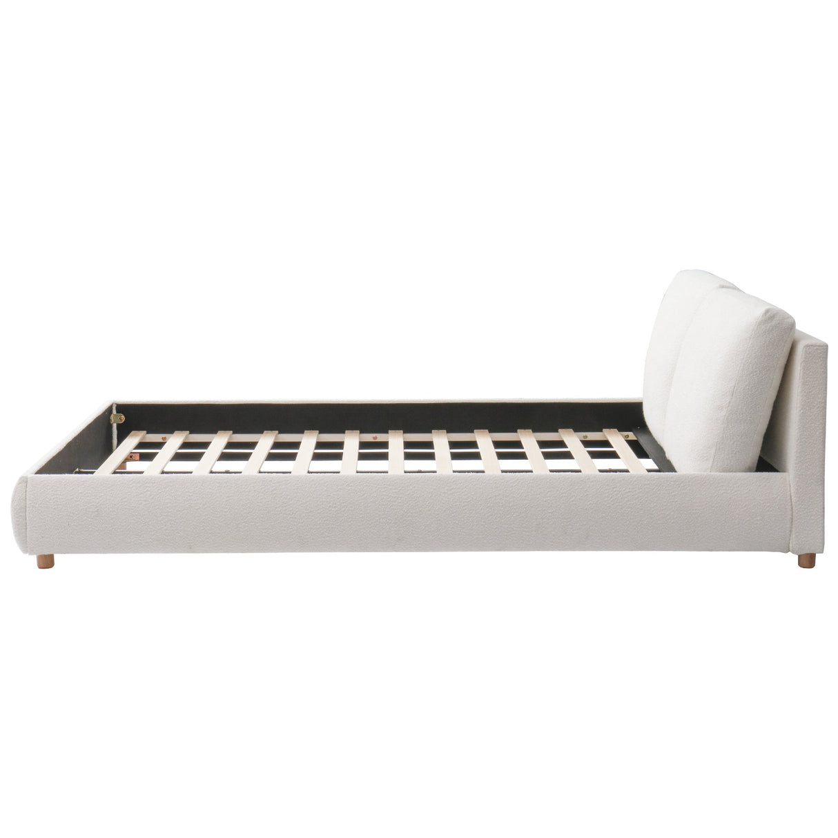 Queen Size Upholstered Platform Bed with Two Removable Pillow Headboard