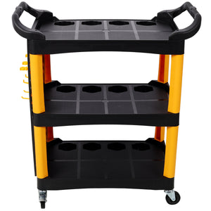 3 Tier Rolling Auto Detail Cart With Wheels - Yellow & Black